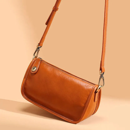 Fashion Elegant Genuine Leather Cowhide Crossbody Shoulder Bag Niche Light Luxury Handbags Female 2024 New Commuter Bolsas
