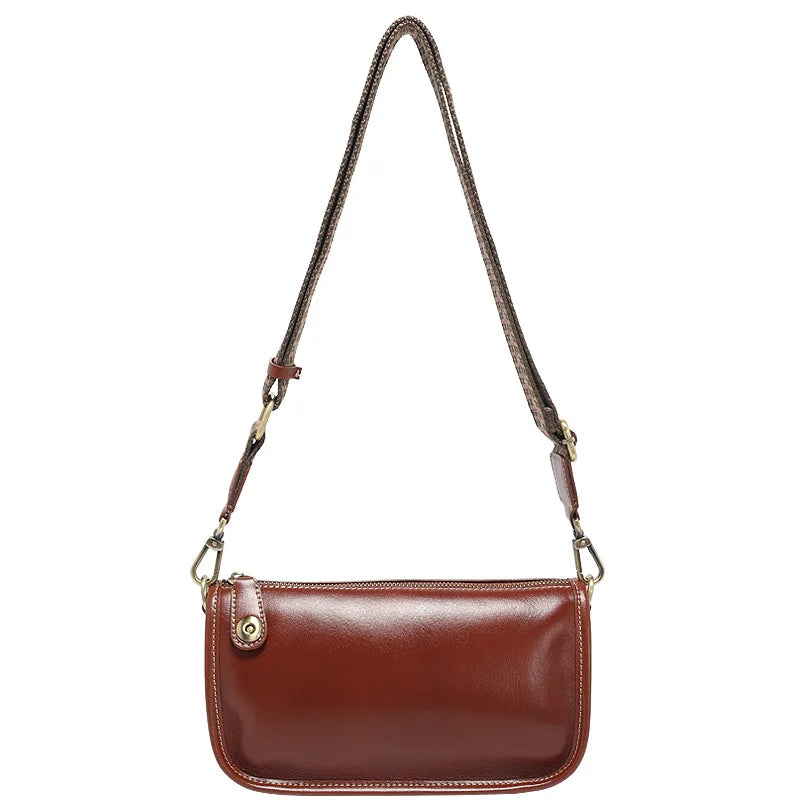 Fashion Elegant Genuine Leather Cowhide Crossbody Shoulder Bag Niche Light Luxury Handbags Female 2024 New Commuter Bolsas