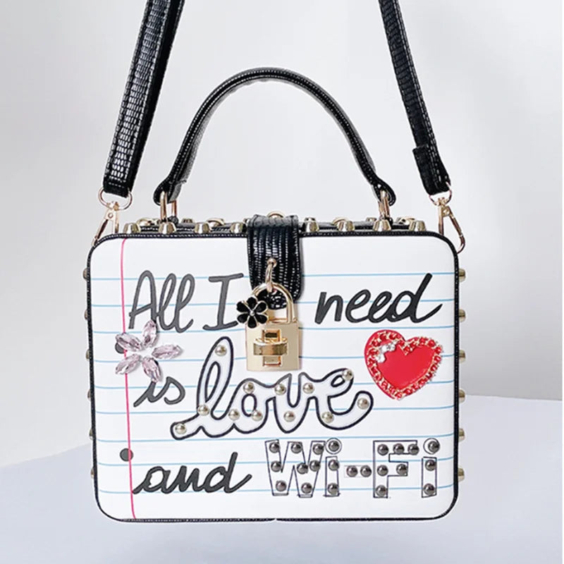 Fashion Fashion Letter Patten Dinner Banquet Purse Wedding Bridal Woman Black White Handbag Cocktail Prom Party Lady Evening Bag