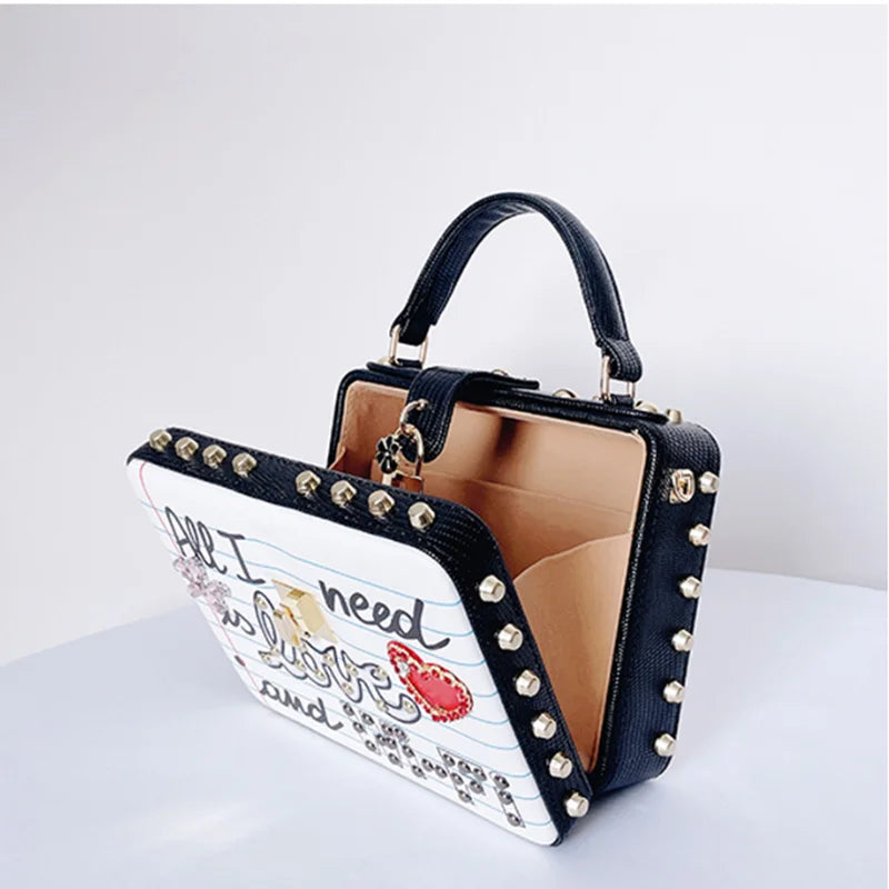 Fashion Fashion Letter Patten Dinner Banquet Purse Wedding Bridal Woman Black White Handbag Cocktail Prom Party Lady Evening Bag