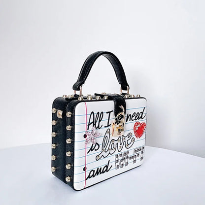 Fashion Fashion Letter Patten Dinner Banquet Purse Wedding Bridal Woman Black White Handbag Cocktail Prom Party Lady Evening Bag