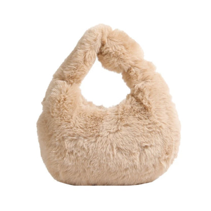 Fashion Faux Furs Shoulder Bag Soft Plush Underarm Bags Casual Shoulder Bag