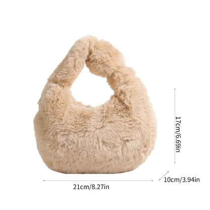 Fashion Faux Furs Shoulder Bag Soft Plush Underarm Bags Casual Shoulder Bag