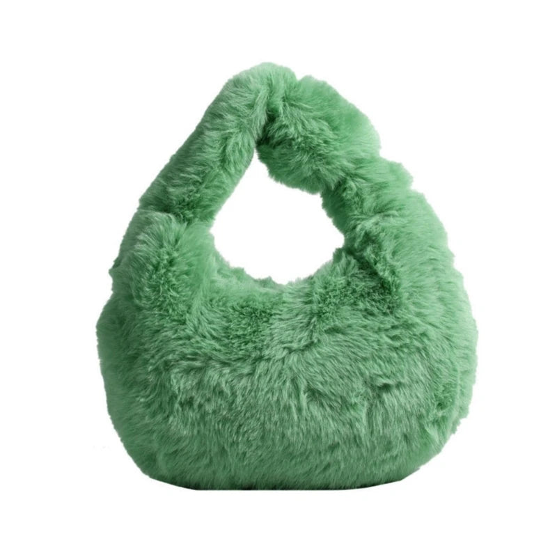 Fashion Faux Furs Shoulder Bag Soft Plush Underarm Bags Casual Shoulder Bag