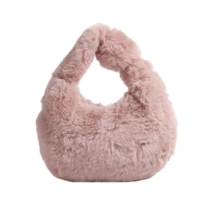 Fashion Faux Furs Shoulder Bag Soft Plush Underarm Bags Casual Shoulder Bag