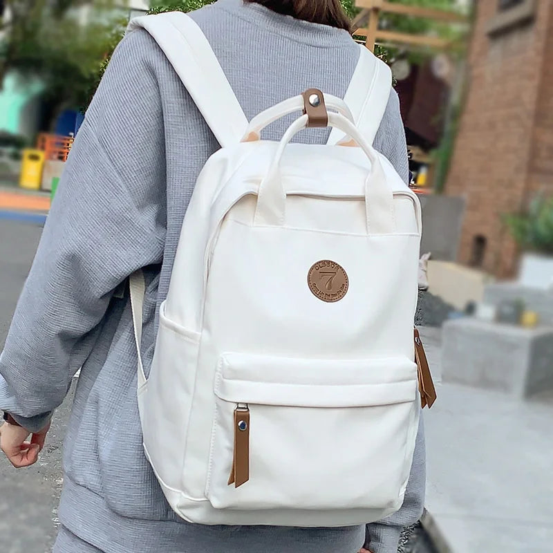 Fashion Female Canvas White Laptop Ladies Vintage College Backpack Male Girl Travel Boy Leisure Retro Book Men Women School Bags