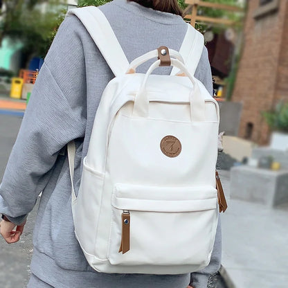 Fashion Female Canvas White Laptop Ladies Vintage College Backpack Male Girl Travel Boy Leisure Retro Book Men Women School Bags