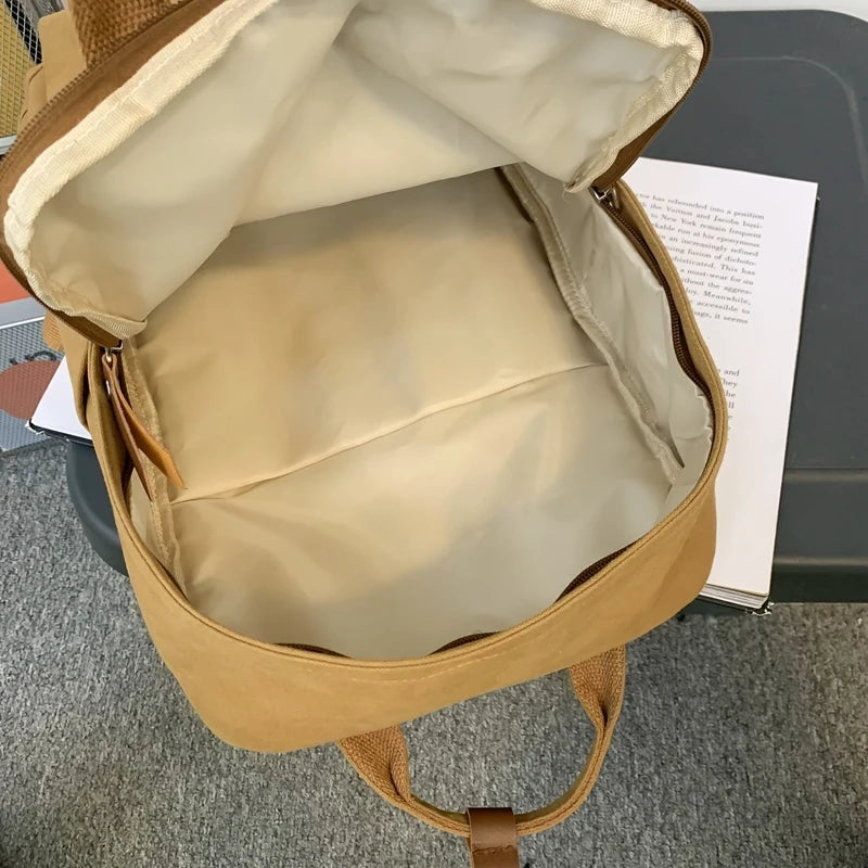 Fashion Female Canvas White Laptop Ladies Vintage College Backpack Male Girl Travel Boy Leisure Retro Book Men Women School Bags