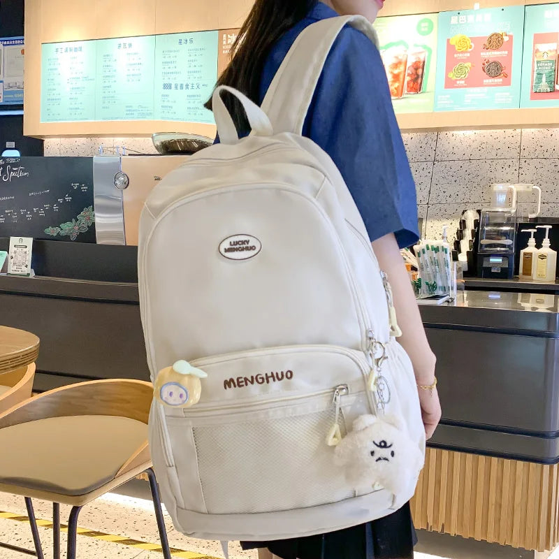 Fashion Female Cute Mesh Waterproof Travel School Bag Trendy Women College Girl Laptop Kawaii Backpack Lady Leisure Book Bag New