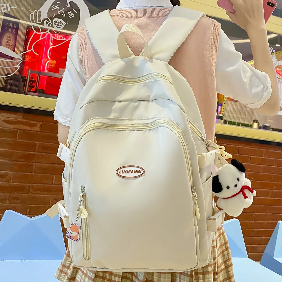 Fashion Female Green Travel Laptop College Backpack Girl Kawaii Nylon School Backpack Trendy Ladies Cute Student Book Bags Women