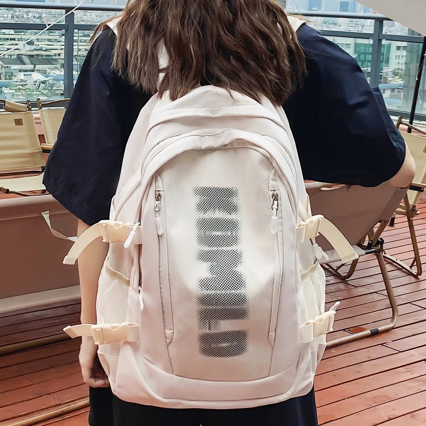 Fashion Female High Capacity Bag Lady Mesh Nylon College Backpack Girl Travel Book Laptop Backpack Women Leisure Net School Bags