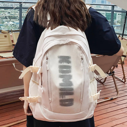 Fashion Female High Capacity Bag Lady Mesh Nylon College Backpack Girl Travel Book Laptop Backpack Women Leisure Net School Bags