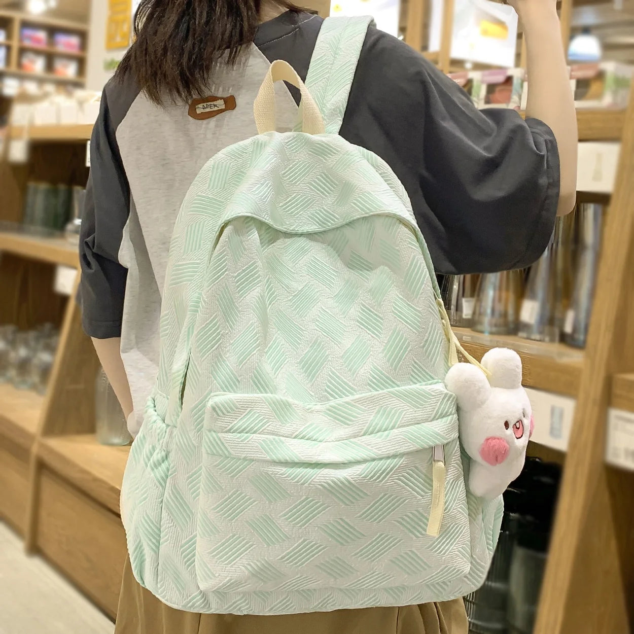 Fashion Female Kawaii School Bag Cute Trendy Green Ladies Nylon Travel Laptop Cool Women College Backpack Girl Book Bags Student