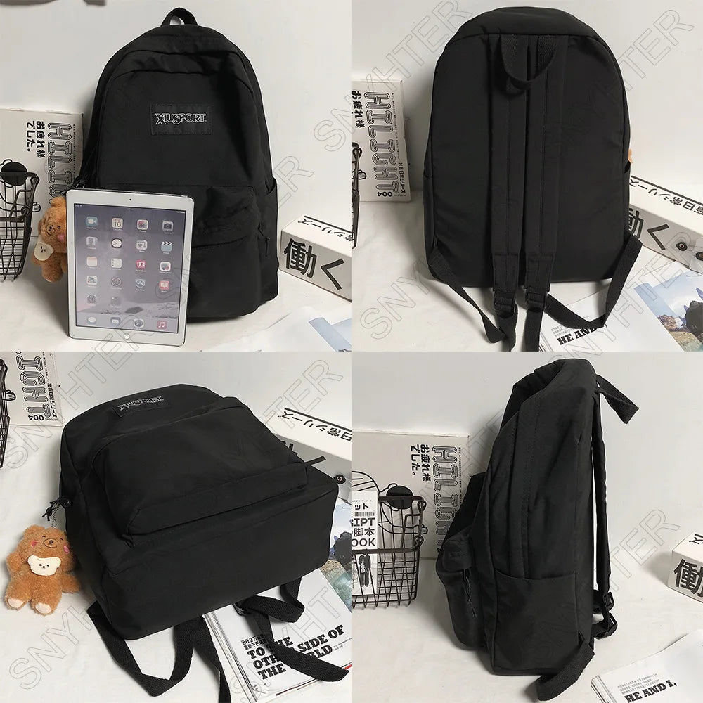 Fashion Female Laptop Cute Solid Color Backpack Cool Girls Waterproof College Bag Lady Student Bag Travel Women Kawaii Backpacks