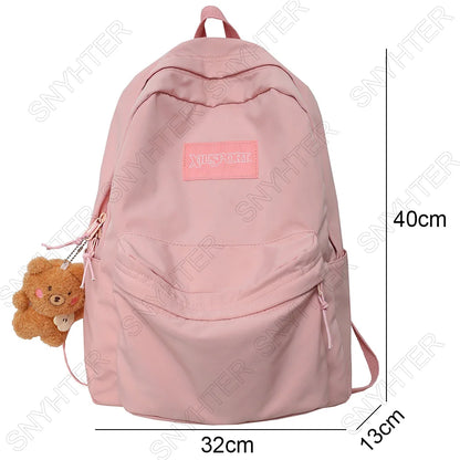 Fashion Female Laptop Cute Solid Color Backpack Cool Girls Waterproof College Bag Lady Student Bag Travel Women Kawaii Backpacks