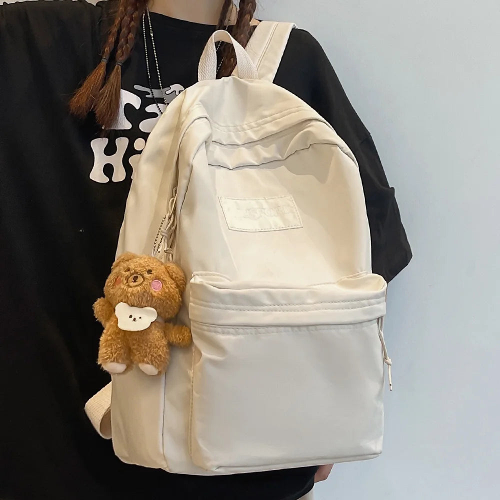 Fashion Female Laptop Cute Solid Color Backpack Cool Girls Waterproof College Bag Lady Student Bag Travel Women Kawaii Backpacks