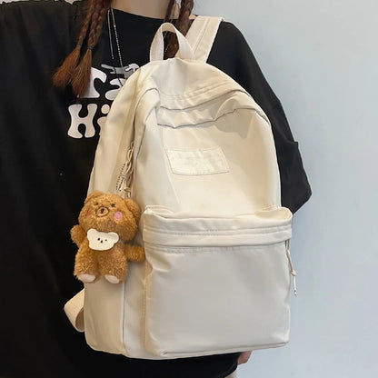 Fashion Female Laptop Cute Solid Color Backpack Cool Girls Waterproof College Bag Lady Student Bag Travel Women Kawaii Backpacks
