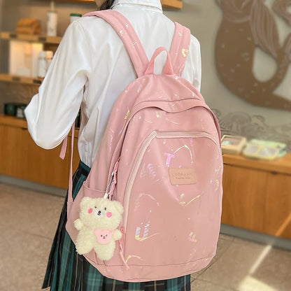 Fashion Female Pink High Capacity Laptop Leisure College Backpack Ladies Student Bag Girl Travel Book Backpack Women School Bags