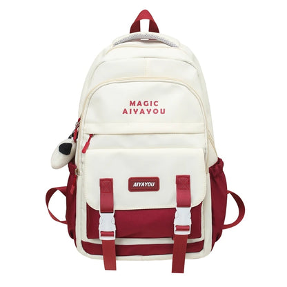 Fashion Female Red Travel Waterproof College Backpack Girl Kawaii Nylon School Backpack Lady Cute Laptop Student Book Bag Women