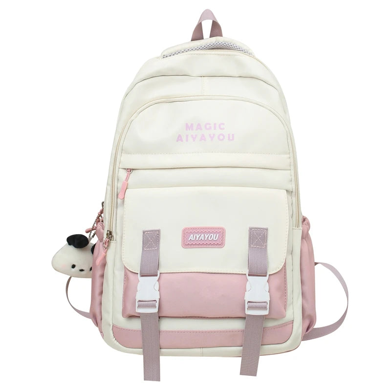 Fashion Female Red Travel Waterproof College Backpack Girl Kawaii Nylon School Backpack Lady Cute Laptop Student Book Bag Women