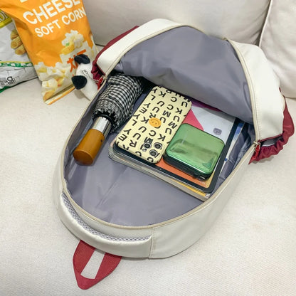 Fashion Female Red Travel Waterproof College Backpack Girl Kawaii Nylon School Backpack Lady Cute Laptop Student Book Bag Women
