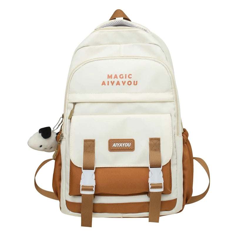 Fashion Female Red Travel Waterproof College Backpack Girl Kawaii Nylon School Backpack Lady Cute Laptop Student Book Bag Women