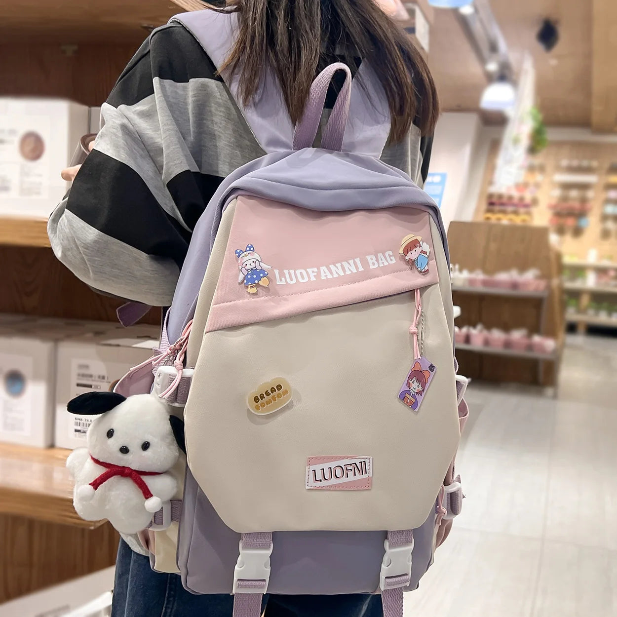 Fashion Female Travel High Capacity Book Bag Lady Kawaii Laptop Trendy Women College Student Backpack Girl Nylon School Bag Cute