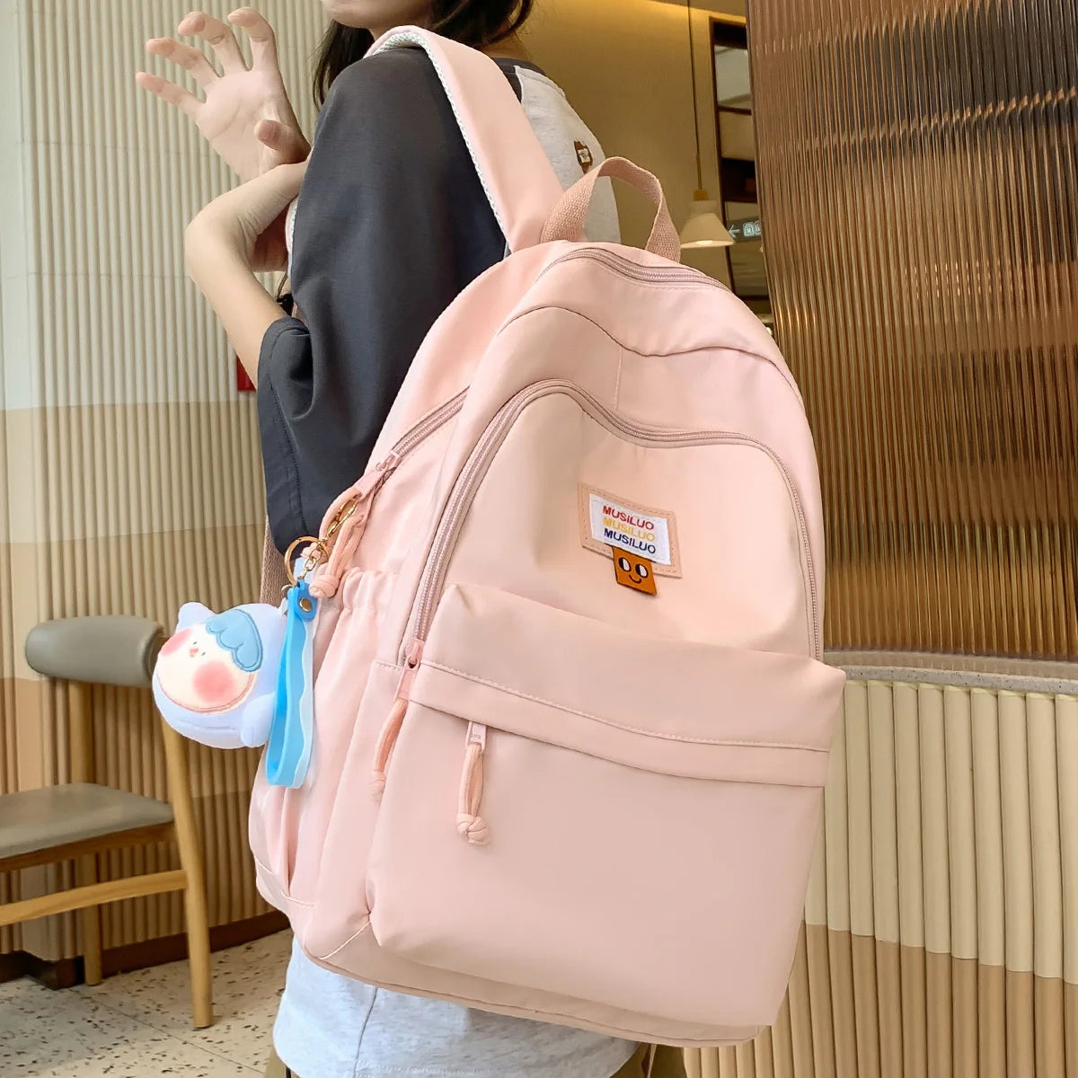 Fashion Female Travel Waterproof Kawaii School Bag Ladies Trendy Book Bag Women Student Laptop College Backpacks Girl Nylon Cool