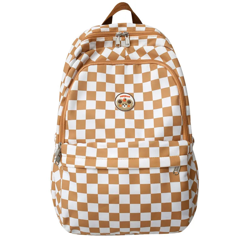 Fashion Female Waterproof Cute Plaid Travel School Bag Girl Laptop College Backpack Women Lattice Backpack Lady Leisure Book Bag