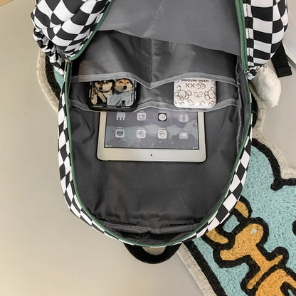 Fashion Female Waterproof Cute Plaid Travel School Bag Girl Laptop College Backpack Women Lattice Backpack Lady Leisure Book Bag