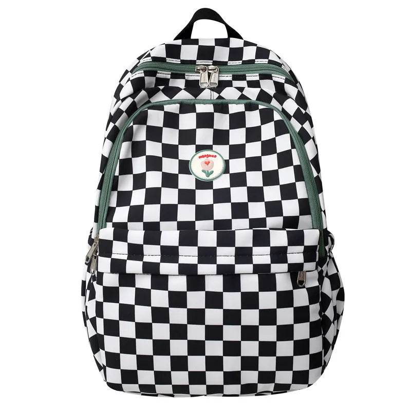Fashion Female Waterproof Cute Plaid Travel School Bag Girl Laptop College Backpack Women Lattice Backpack Lady Leisure Book Bag
