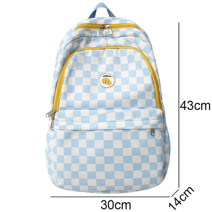 Fashion Female Waterproof Cute Plaid Travel School Bag Girl Laptop College Backpack Women Lattice Backpack Lady Leisure Book Bag