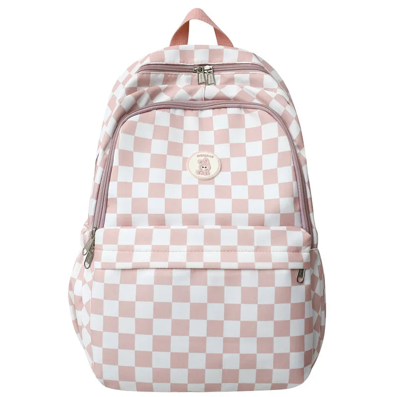 Fashion Female Waterproof Cute Plaid Travel School Bag Girl Laptop College Backpack Women Lattice Backpack Lady Leisure Book Bag