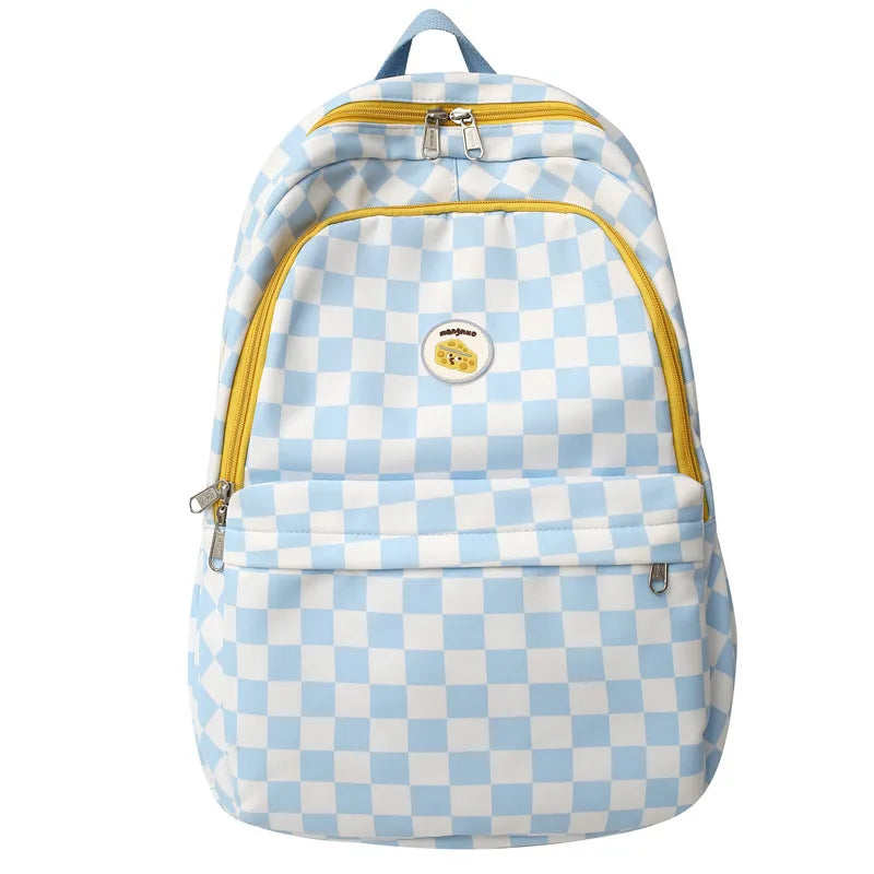 Fashion Female Waterproof Cute Plaid Travel School Bag Girl Laptop College Backpack Women Lattice Backpack Lady Leisure Book Bag