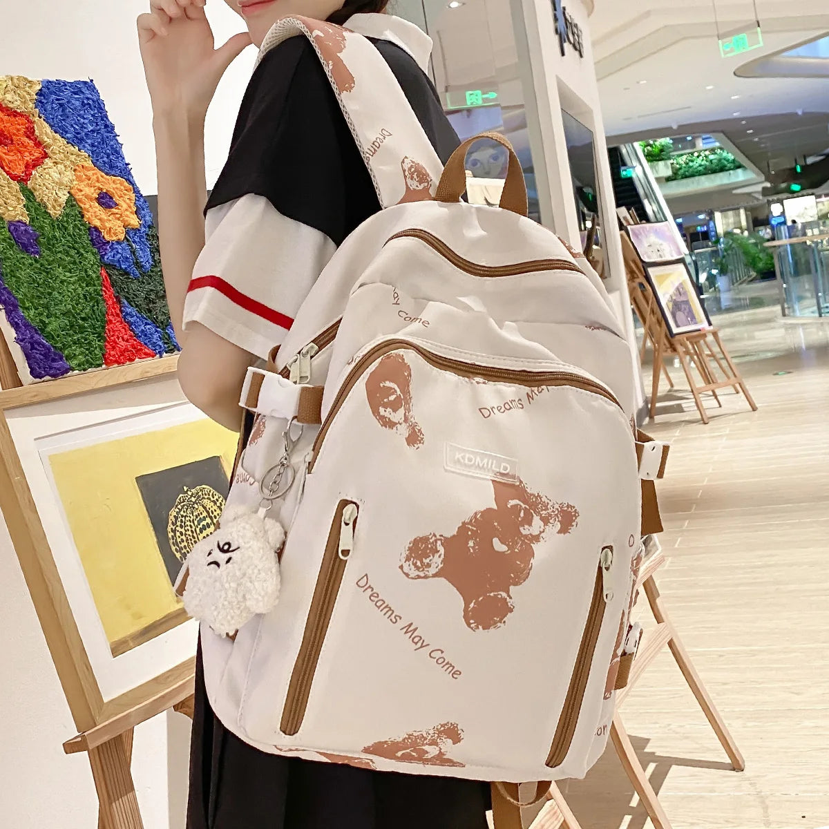Fashion Female Waterproof Student Bookbag Women Printing Nylon School Bag Kawaii Lady Laptop Trendy Travel College Backpack Girl