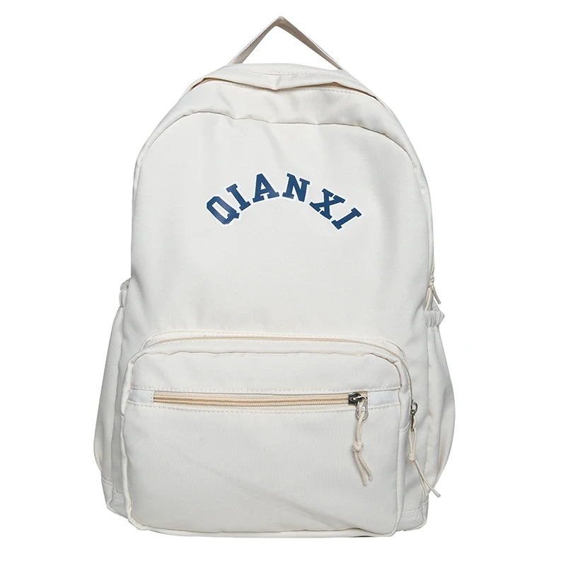 Fashion Female White Book Bag Girl Travel Laptop Backpack Teenager Trendy Women Leisure School Bag Lady Nylon College Pocket New