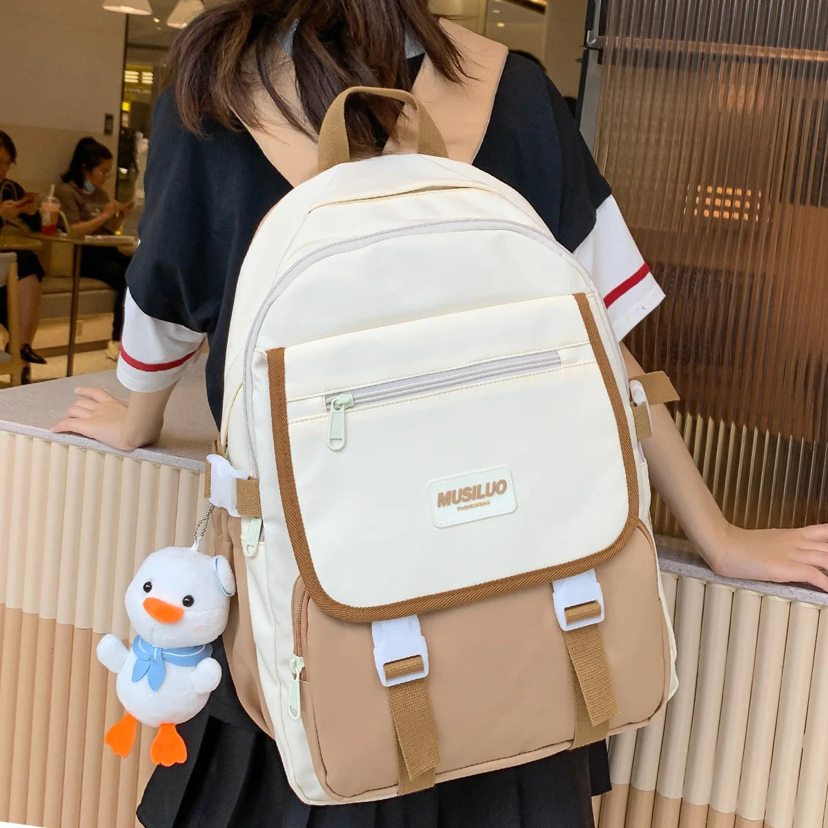 Fashion Female Yellow Waterproof Book bag High Capacity Women School Bag Kawaii Lady Laptop Trendy Travel College Backpacks Girl