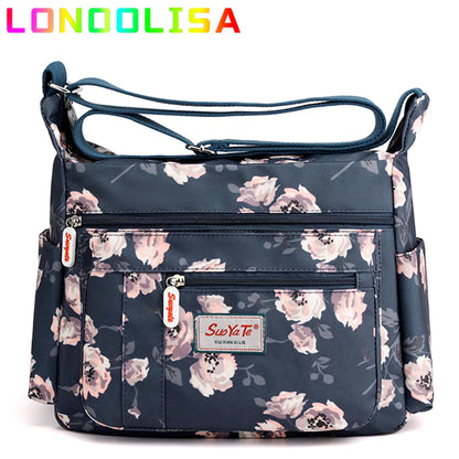 Fashion Floral Pattern Women Shoulder Bag High Quality Waterproof Nylon Crossbody Female Multi Pockets Messenger Bag for Lady
