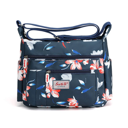 Fashion Floral Pattern Women Shoulder Bag High Quality Waterproof Nylon Crossbody Female Multi Pockets Messenger Bag for Lady