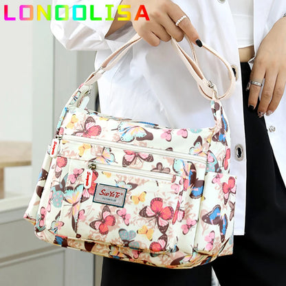 Fashion Floral Pattern Women Shoulder Bag High Quality Waterproof Nylon Crossbody Female Multi Pockets Messenger Bag for Lady