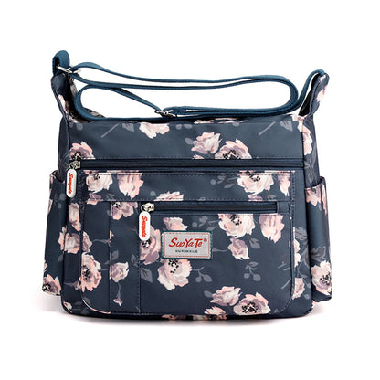 Fashion Floral Pattern Women Shoulder Bag High Quality Waterproof Nylon Crossbody Female Multi Pockets Messenger Bag for Lady