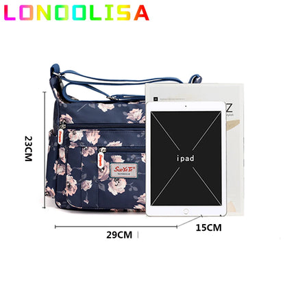 Fashion Floral Pattern Women Shoulder Bag High Quality Waterproof Nylon Crossbody Female Multi Pockets Messenger Bag for Lady