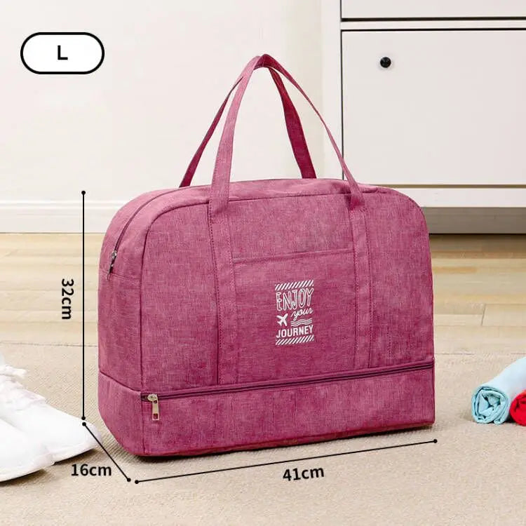 Fashion Folding Travel Bag Women Oxford Travel Weekend Overnight Bags Large Capacity Hand Luggage Tote Duffel Accessor Supplies