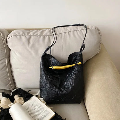 Fashion Folds Texture Soft Tote Bag Women 2024 New Large Capacity Commuter Shoulder Bags Minority Designer Luxury Vintage Bolsos