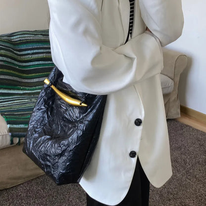 Fashion Folds Texture Soft Tote Bag Women 2024 New Large Capacity Commuter Shoulder Bags Minority Designer Luxury Vintage Bolsos