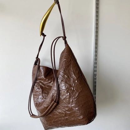 Fashion Folds Texture Soft Tote Bag Women 2024 New Large Capacity Commuter Shoulder Bags Minority Designer Luxury Vintage Bolsos