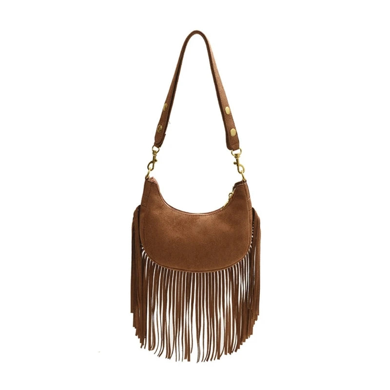 Fashion Forward Crossbody Bag with Tassels PU Shoulder Bag Satchel for Ladies
