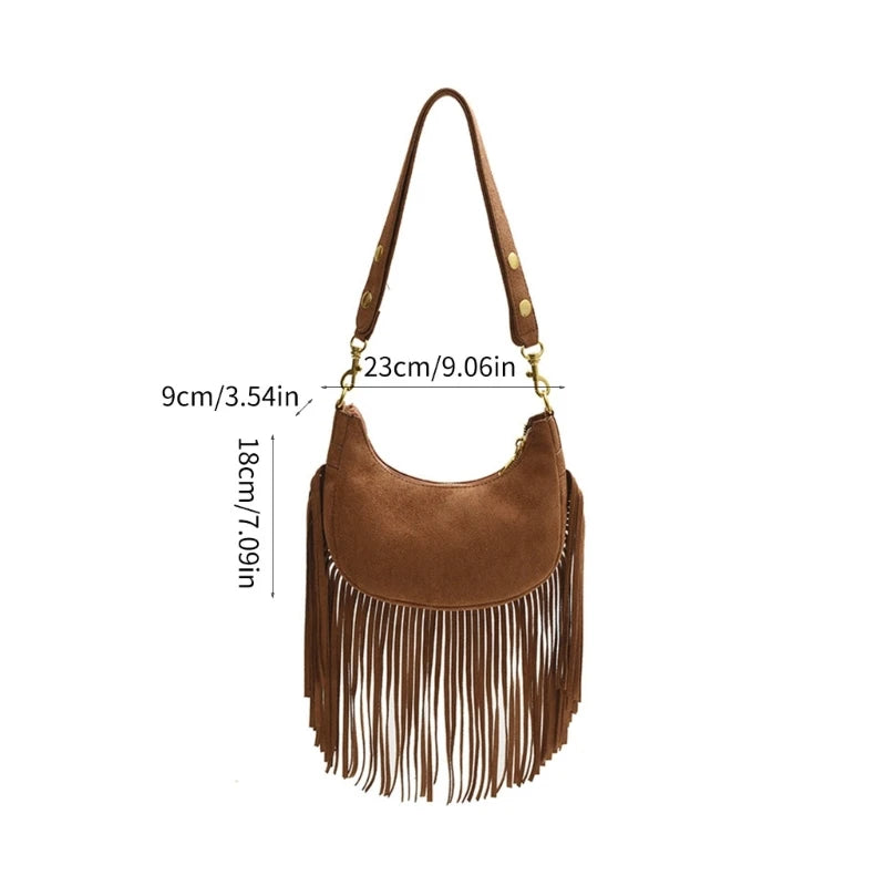 Fashion Forward Crossbody Bag with Tassels PU Shoulder Bag Satchel for Ladies