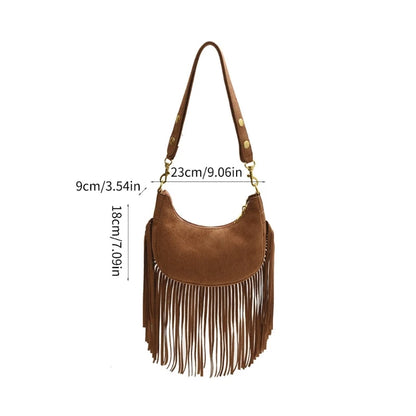 Fashion Forward Crossbody Bag with Tassels PU Shoulder Bag Satchel for Ladies