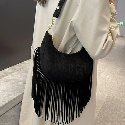 Fashion Forward Crossbody Bag with Tassels PU Shoulder Bag Satchel for Ladies